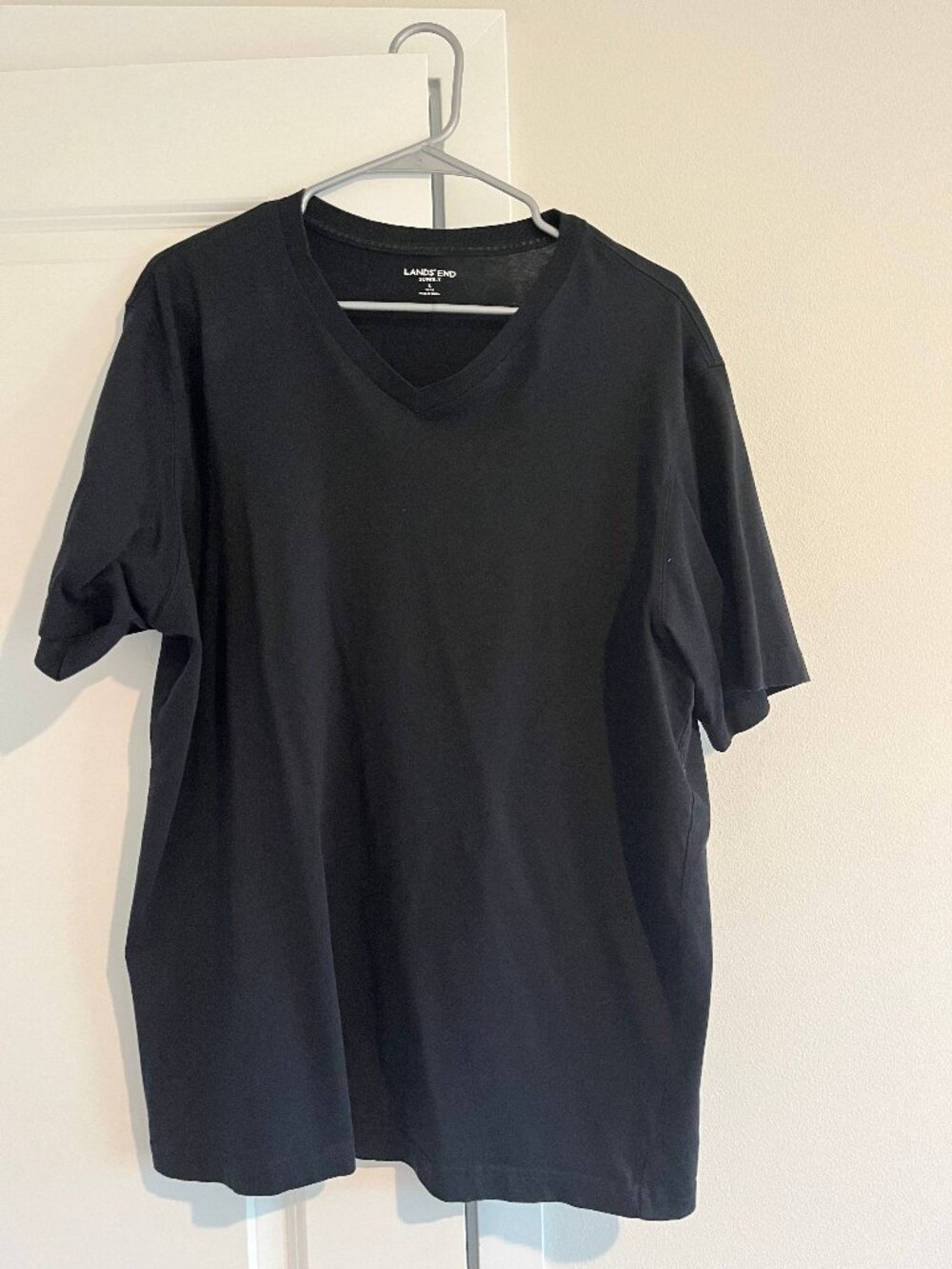 Men's Land's End Soft V Neck Tee Black Size Large